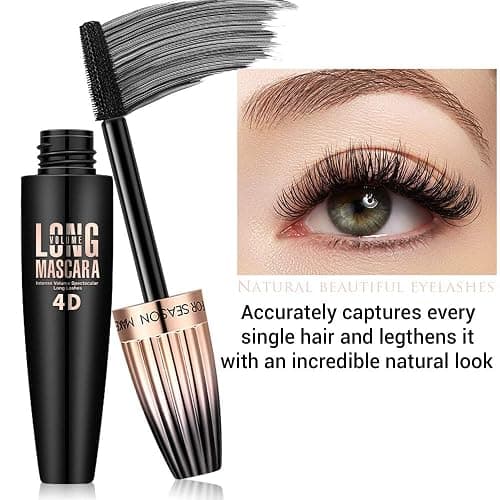 4D Silk Fiber Lash Mascara- Waterproof Mascara Black Volume and Length, Easily to Create Amazing Lashes for Thicker, Long Lasting and Curly Eyelashes thumbnail 7