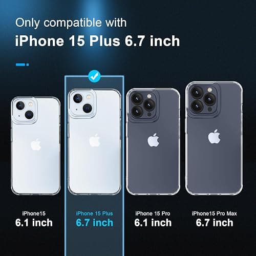 GLIMALL [5 in 1 Designed for iPhone 15 Plus Clear Case with Screen Protector[2 Pack] +Camera Lens Protector[2 Pack], Military Grade Drop Protection Transparent Cover 6.7 Inch thumbnail 2
