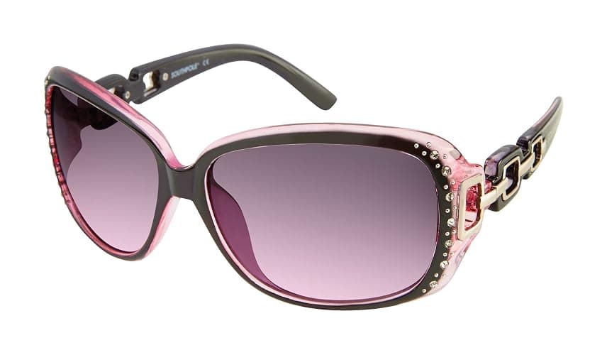Southpole 1017SP Stylish Rhinestone UV Protective Rectangular Sunglasses for Women. Trendy Gifts for Women, 70 mm - Image 1