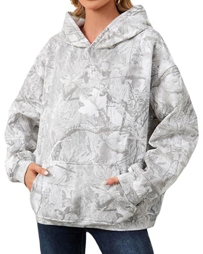Anoumcy Camo Hoodie Womens Maple Leaf Fleece Hooded Sweatshirt Oversized Camouflage Hoodies For Women Trendy - Image 1