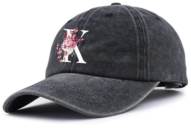 Classic Alphabet A-Z Hats for Women, Adjust Cotton Cute Letter Baseball Cap thumbnail 2