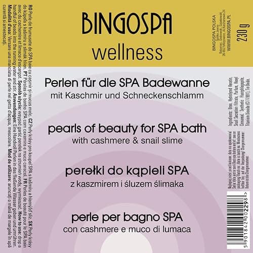 Cosmetici da bagno per la casa Home Spa: perle da bagno di bellezza con cashmere e bava di lumaca 230 g BINGOSPA thumbnail 2