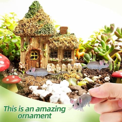 JOINPAYA 5Pcs Realistic Fake Rats, Mice Figurines Animal Mouse Prank Prop | Mini Flocked Plush Rats Toys for Indoor Halloween Ornaments, Practical Jokes, or Engaging Kitten Activities, Gag Gift Setups thumbnail 9