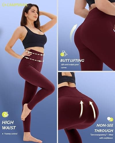 CAMPSNAIL 4 Pack Leggings for Women - High Waisted Tummy Control Yoga Pants for Workout Gym Black Leggings Plus Size Dance thumbnail 3