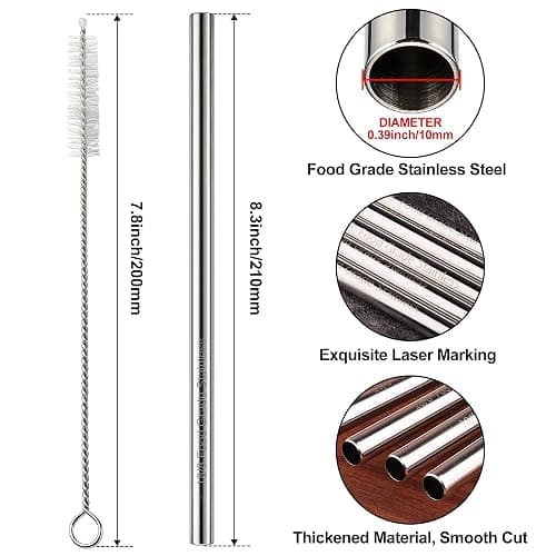 Metal Straws for Owala Free Sip 24 oz 32 oz, Replacement Stainless Steel Straw, Reusable BPA-Free Metal Straw for FreeSip 24/32oz, 4pcs Straws with 2 Cleaner Brush thumbnail 3