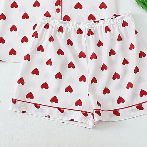 Drymnoc Cute Pajama Sets For Women 2 Piece Short Sleeves Top Short Pants Soft Sleepwear Casual Lounge Set Valentines Day Pjs thumbnail 3