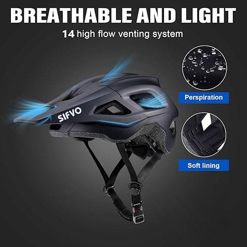 Mountain Bike Helmet with Detachable Visor, SIFVO Bike Helmet for Men and Women MTB Helmet, Adjustable Adult Bike Helmet, 57-59cm thumbnail 4