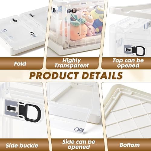 TREKATL AUTO 88 QT Clear Storage Bin with 5-Sided Open Lid, Stackable Plastic Storage Bins For Bedroom, Living Room, Office, Multifunctional Foldable Storage Box For Clothes, Office, Supplies, Snacks thumbnail 4