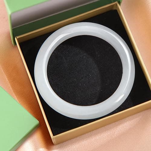 Landical 2.4'' Natural Jade Bracelet for Women Jade Bangle Bracelets with Box Good Luck Bangle Valentine Jewelry Gift thumbnail 5