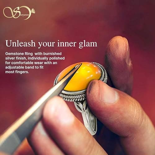 SUNYARAN Handmade 10 Pcs Adjustable Gemstone Ring Set for Women, Silver Plated Fashion Boho Knuckle Rings, Vintage Gothic Statement Jewelry Gift Pack thumbnail 6