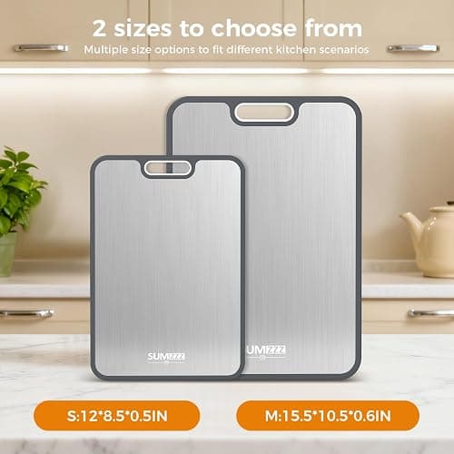 Titanium Cutting Board Double Sided Food Grade, Pure Titanium/PP for Kitchen, Cutting Board Easy to Clean[15.5”*10.5”+12”*8.5”] thumbnail 5