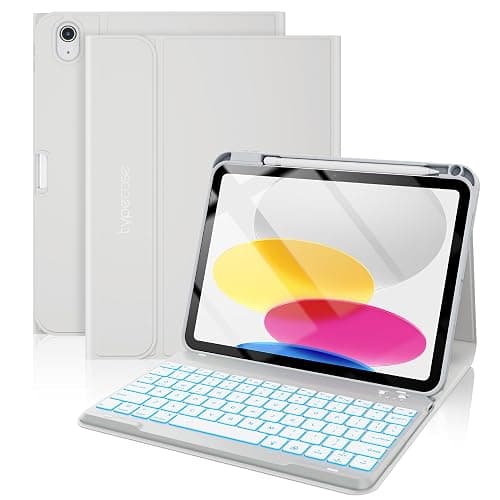 typecase Folio Keyboard Case for iPad 10th Gen 10.9 inch (2022) and iPad 11th (A16, 2025), Magnetic Wireless Detachable Keyboard, 7-Color Backlight, Thin & Light, Pencil Holder – Gray - Image 1