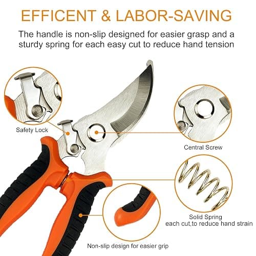 Pruning Shears, 4 Pack Garden Shears with Gardening gloves, Clippers Handheld, Stainless Steel Garden Snips, Lengnoyp Pruners for Gardening thumbnail 4