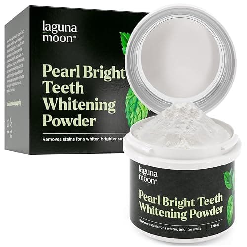 Lagunamoon Teeth Whitening Powder, 50g Bright Pearl Spearmint Flavor - Natural Teeth Whitening, Polish, Stain Remover - Alternative to Toothpaste, Tooth Powder for Sensitive Teeth - Image 1