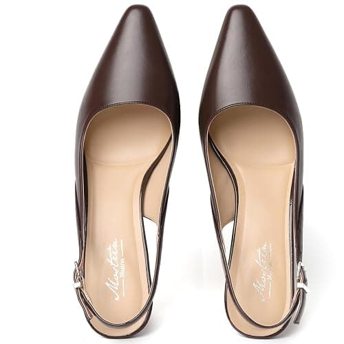 Mostrin Kitten Heels for Women Slingback Pointed Closed Toe Heels Women's Pumps Shoes for Wedding, Party, Commuting thumbnail 4