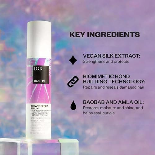 IGK CASH IN Instant Repair Serum | Breakage Protection + Seal Split Ends + Heat Protection | Vegan + Cruelty Free| 1.7 Oz thumbnail 3