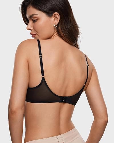 INLYRIC Women's Cosnufy Sheer Balconette Bra Demi Unlined Plunge Mesh See Through Sexy Bras Underwire thumbnail 5