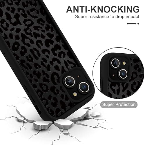 lioscre Cute Cheetah Print Phone Case for iPhone 14 Case 6.1", Aesthetic Luxury Black Leopard Pattern Design Cover Shockproof Soft Slim TPU Full Camera Lens Protective Funda for Women Girls thumbnail 5