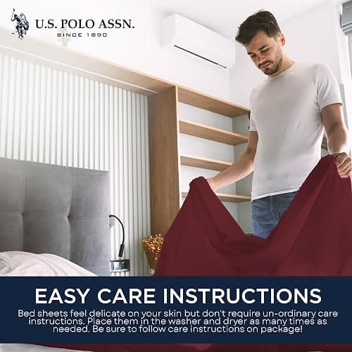 U.S. Polo Assn. Soft Jersey Knit Bed Sheet Set, Cotton-Rich, All-Season Comfort, Hotel Quality thumbnail 4