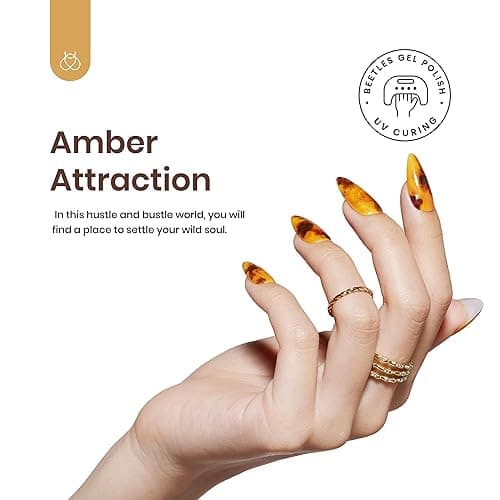 Beetles Fall Gel Polish with Blooming Gel - Amber Attraction 5 Colors Brown Gel Polish White Wine Fall Color Nail Polish Set Clear Blooming Polish Soak Off Uv Nail Art Gfit Set for Women thumbnail 3