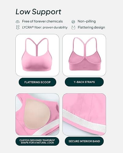 PAVOI ACTIVE Yoga Racerback Bras for Women - Buttery Soft Low Support Scoop Neck Y-Back Thin Strap Sports Bra - FlexFlow thumbnail 4