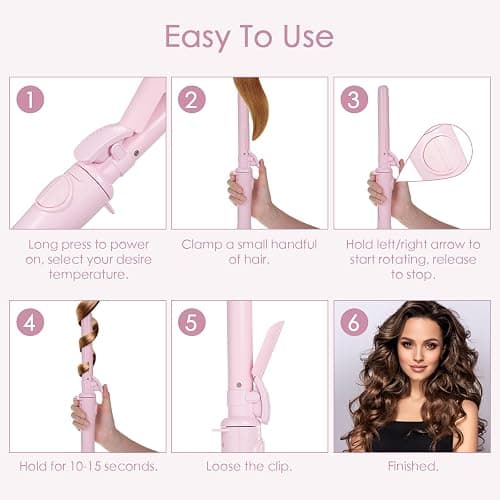 Layhou Automatic Curling Iron Porcelain Rotating Electric Curling Iron,Mothers Day Gifts, Automatic Hair Curler Big Wave Curls Hairdresser with Adjustable Heat Setting 100-230℃ thumbnail 4