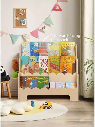 Tohiasen Kids Bookshelf Wooden 3-Tier, Scalloped Book Shelf for Kids Rooms, Front Facing Toddler Montessori Bookshelf, Baby Nursery Book Shelves Kids Classroom Bookshelf Bookcase thumbnail 3