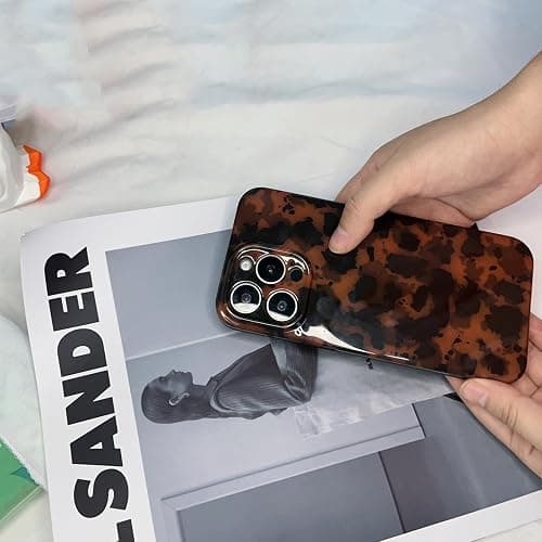 aaknhen Tortoise Shell Phone Case Compatible for iPhone 13 Retro Leopard Cheetah Print Chic Animal Pattern Flexible Soft TPU Protective Cool Girls Amber Brown Protective Cover(for iPhone 13) thumbnail 8
