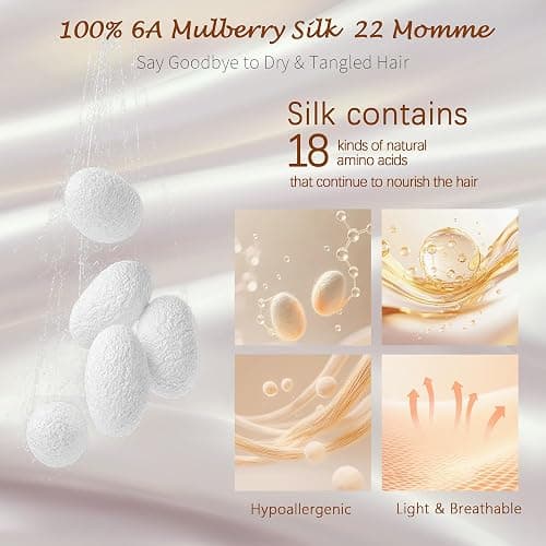 choshion 100% Mulberry Silk Bonnet for Sleeping Women,Pure Real Silk Bonnet | Hair Bonnets with Tie + Scrunchie, Large Cute Adjustable Double Layer, Anti-frizz Sleep Cap for Curly Hair Braids Long Hair thumbnail 9