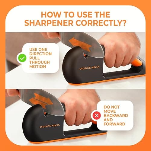 Orange Ninja 4-Stage Knife Sharpener & Serrated Knife Sharpener– Repairs, Sharpens & Polishes Blades with Ergonomic Non-Slip Grip thumbnail 5