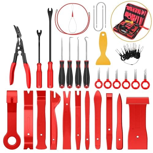 GOOACC 40Pcs Trim Removal Tool,Auto Terminal Removal Key Tool,Auto Clip Pliers Stereo Removal Tools,Car Upholstery Repair Removal Kit,Precision Hook and Pick Set,Wiring Threader,Car Film Scraper thumbnail 9