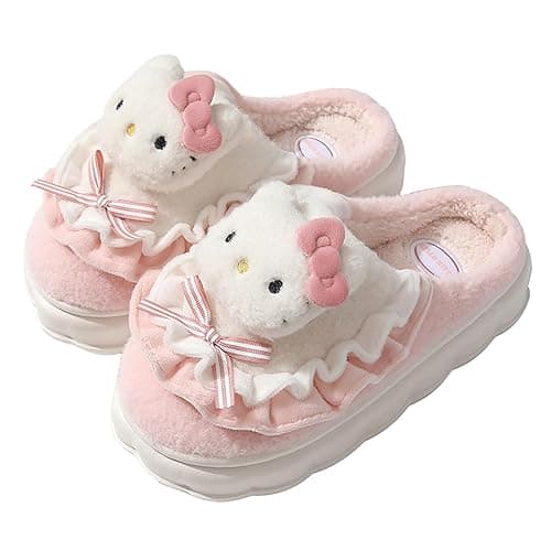 Qatiecay Kawaii Cotton Slippers - Cute Plush Women's Home Shoes - 4.5-5.5 Wide Women/3.5-4.5 Wide Men - 1
