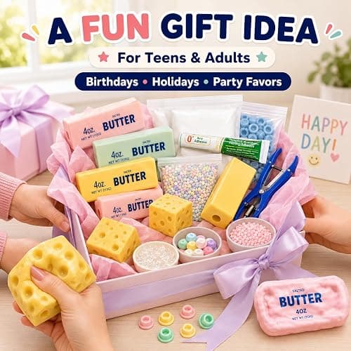 DIY Make Your Own Crunchy Squishy Kit,Butter Cheese Squishy Skin with Plugs | Asmr Crunchy Squishy Kit Includes 5 Cheese & Butter TPR Skins and 7.05 oz Filler Bead Filled Stress Ball Party Favor Gifts thumbnail 6