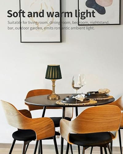 KDG Cordless Portables Table Lamp Set of 2, LED Fabric Shade Small Desk Lamps, 5000mAh Battery Powered Lighting, 2700K Stepless Dimmable Light for Living Room, Dining Room, Bedroom (Gold+Green) thumbnail 3