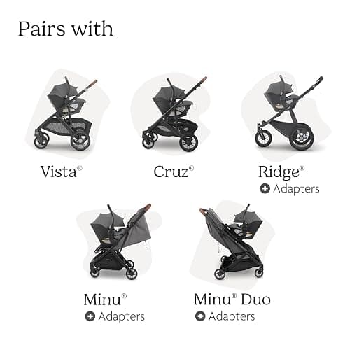 UPPAbaby Aria Lightweight Infant Car Seat/Just Under 6 lbs for Easy Portability/Base with Load Leg + Infant Insert Included/Direct Stroller Attachment/Greyson (Charcoal Mélange/Saddle Leather) thumbnail 7