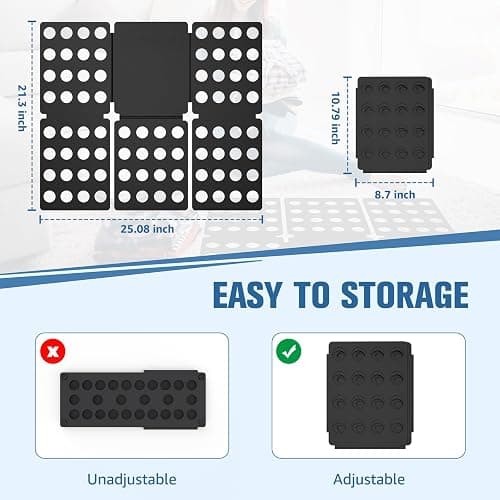 Shirt Folder Board Mini Clothes Folding Board Durable Plastic T-Shirt Folder Easy to Fold Shirts Board T Shirt Folder Laundry Folding Board Folding Tool for Kids and Adults Black thumbnail 2