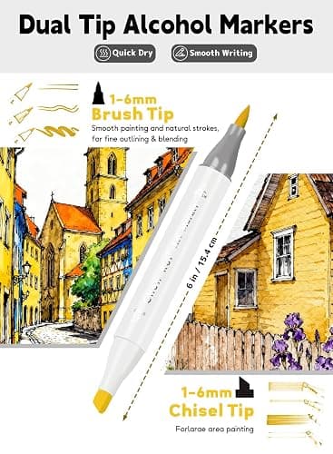 YHC 80 Colors Alcohol Markers Brush Tip with Free App, Chen Rui Art Brush Marker for Adults and Kids, Alcohol Based Brush & Chisel Tips Markers for Drawing, Coloring, Painting, Sketching thumbnail 3