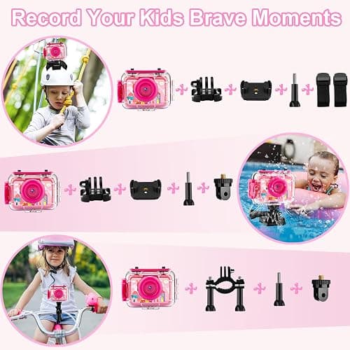 Pool Toy & Kids Underwater Camera - 99FT Waterproof Kid Action Camera 1080P Video&20MP Photo with Flip Lens, Includes 32GB Card for Diving Swimming Beach Snorkeling,Birthday Gift for Girls - GKTZ thumbnail 5