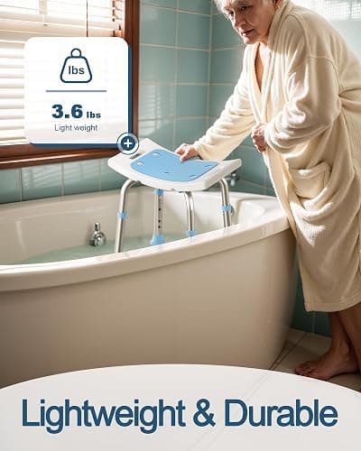 HOMLAND Shower Chair for Inside Shower, 400 lbs Adjustable Shower Stool with Suction Feet, Shower Seat for Inside Tub Bathroom Bench Bath Chair for Elderly and Disabled - Light Blue thumbnail 5