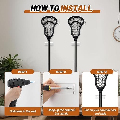 AceOrbit 1 Pcs Lacrosse Stick Wall Mount, Acrylic Standard Size Hockey Stick Wall Mount Ice Hockey Organizer Display Holder for Player's Room, Garage, Locker Space or Home Office (Clear) thumbnail 5