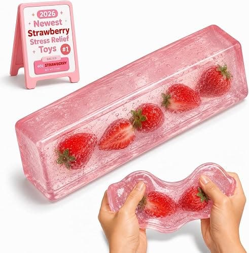 Coconut Oil Strawberry Squishy, Transparent Cute Jelly Squishies, Zero Bounce Back Realistic Sensory Squeeze, Soft Squishy Stress Relief Desk Birthday Gift for Adults - Image 1