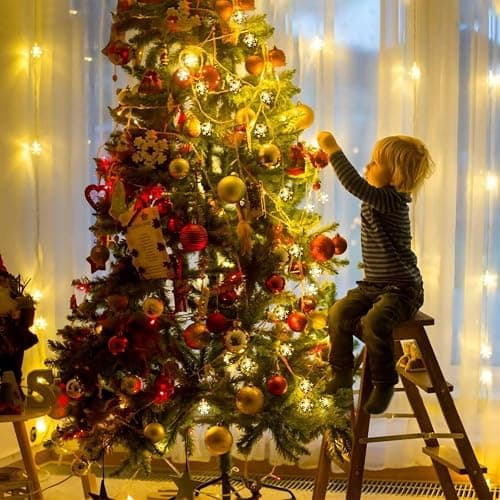 CESOF Christmas Decorations Lights, 20 Ft 40 LED Snowflake String Lights Battery Operated Fairy Lights for Bedroom Room Party Home Office Xmas Decor Indoor Outdoor Tree Decorations Warm White thumbnail 3