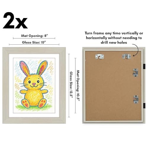 Americanflat Kids Artwork Frame Changeable (Light Wood) - Magnetic Door Holds 100 Art Pieces - 8.5x11 Letter Size Display with Mat or 10x12.5 Without Mat - My Mini Masterpiece (Set of 2) - Light wood thumbnail 3