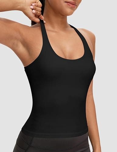 MathCat Seamless Workout Tank Top for Women with Built in Bra, Sleeveless Racerback Athletic Yoga Shirts Gym Tops thumbnail 3