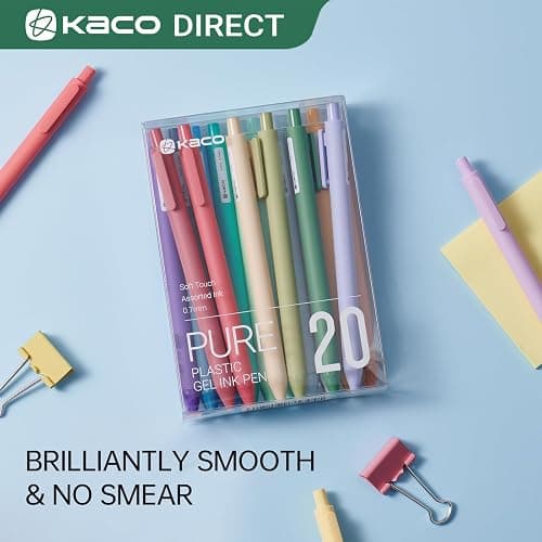 Kaco PURE Gel Pens 20 Assorted Color Ink 0.7mm, Medium Point, Aesthetic Cute Stationery Pens for Journaling Pens thumbnail 5