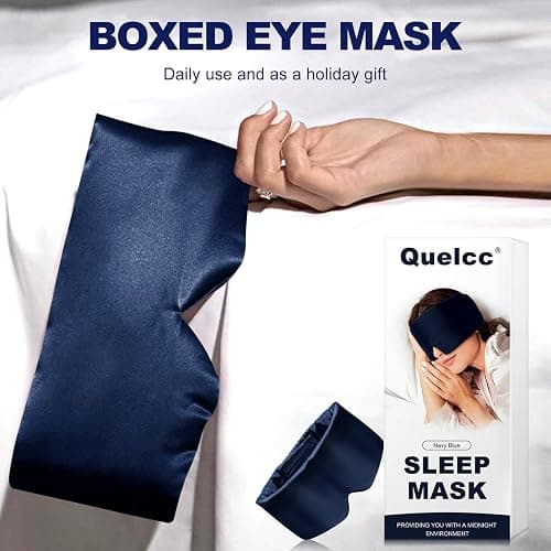 Quelcc Masques de Sommeil pour Hommes et Femmes, Masque Nuit Soie avec Bandeau Réglable, Cache Yeux pour Dormir pour Sommeil, Yoga, Sieste et Voyage(Marine) thumbnail 6