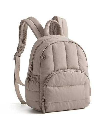 BAGSMART Mini Backpack for Women, Lightweight Puffer Small Backpack Purse, Quilted Casual Travel Daypack, Cute Water-Resistant Bookbag for Daily, Brown - Image 1