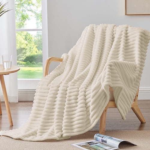 BEDELITE Beige Fleece Throw Blankets, Fluffy Blanket for Couch, 50x60 Inch | Soft Warm Plush Cozy Blanket, Fuzzy Blanket for Sofa Bed Bedroom Living Room Decor, Couverture, Gifts for Women Men Friends thumbnail 2