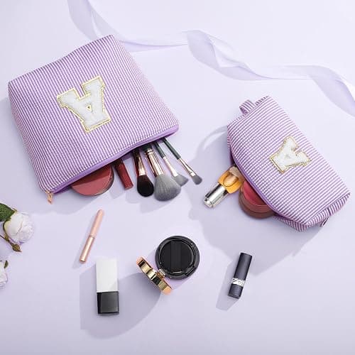 YOOLIFE Bridesmaid Gifts for Wedding Day | Preppy Makeup Bag & Organizer | 30th Birthday Gift | Purple thumbnail 2