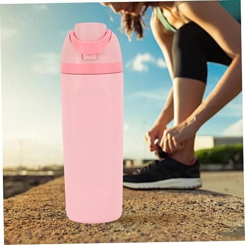 Water Bottle Insulated, 24oz Stainless Steel Water Bottles with Straw & Handle, Portable Vacuum Cup for Home, Gym, School, Office (Pink) thumbnail 5